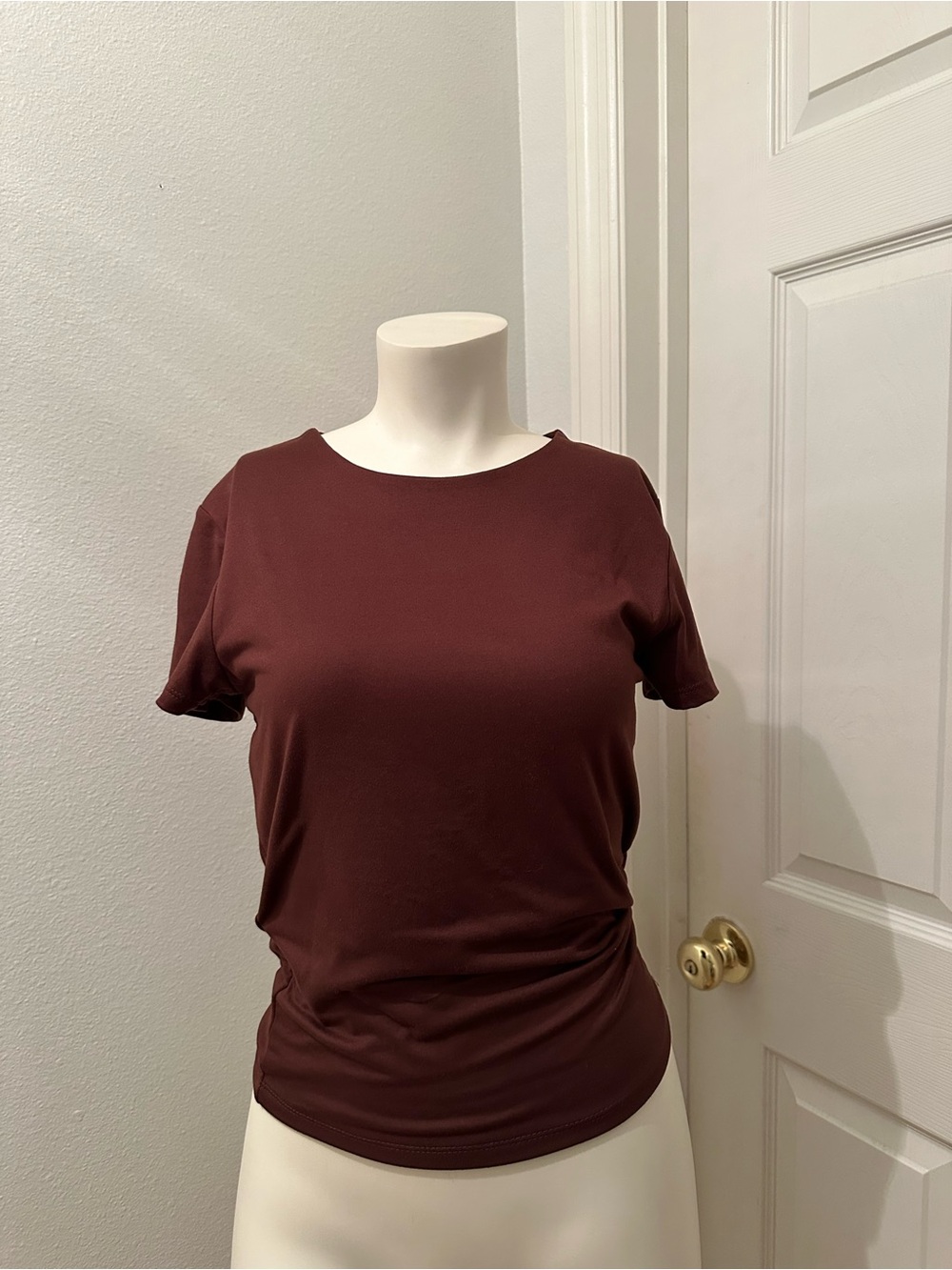 Women's Short-Sleeve brown Crewneck Tee large